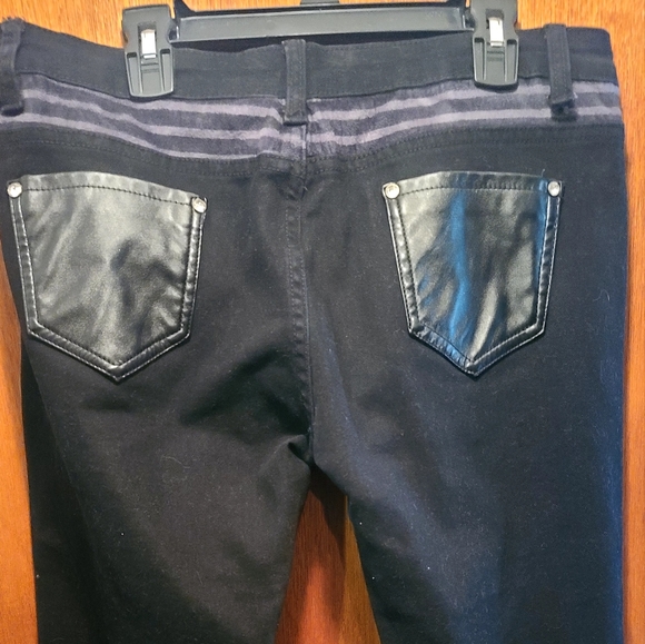 Black & gray mixed material jeans sz33 - Picture 3 of 10